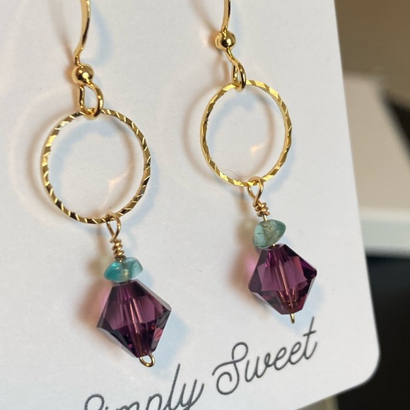 Swarovski Amethyst and Apatite earrings - Picture 5 of 6